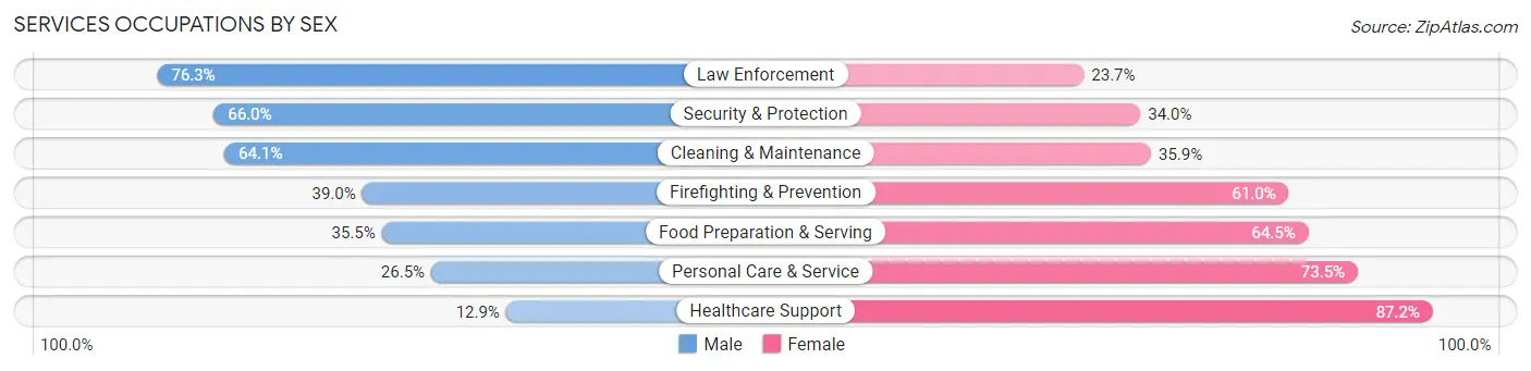 Services Occupations by Sex in Otter Tail County