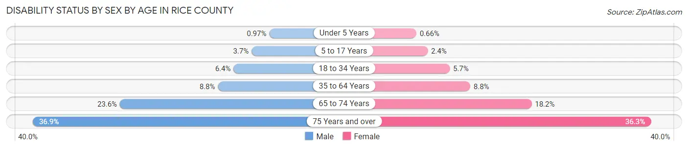 Disability Status by Sex by Age in Rice County