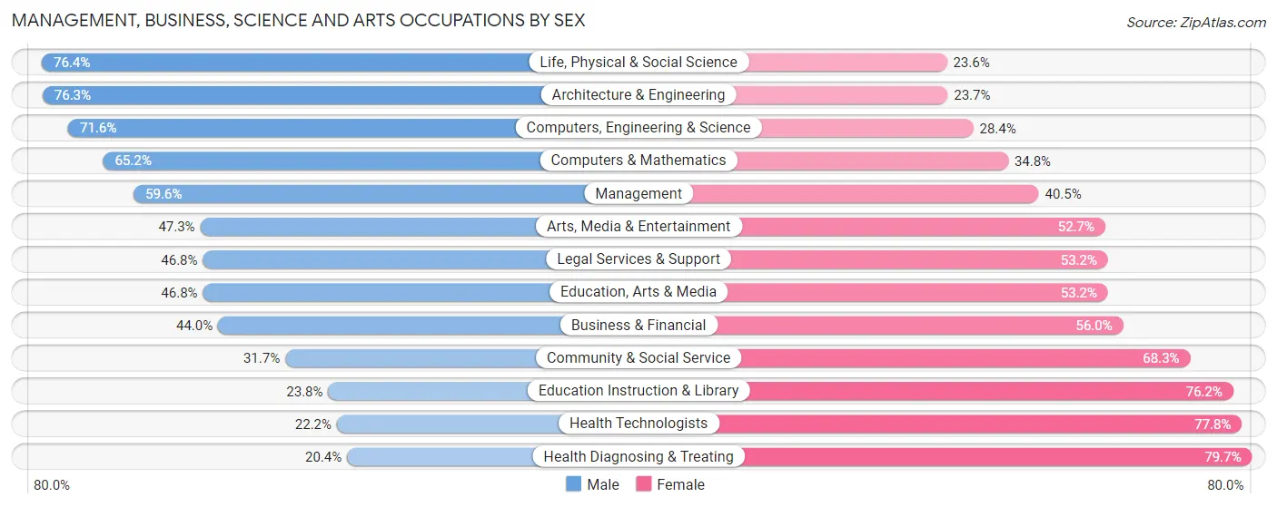 Management, Business, Science and Arts Occupations by Sex in Rice County
