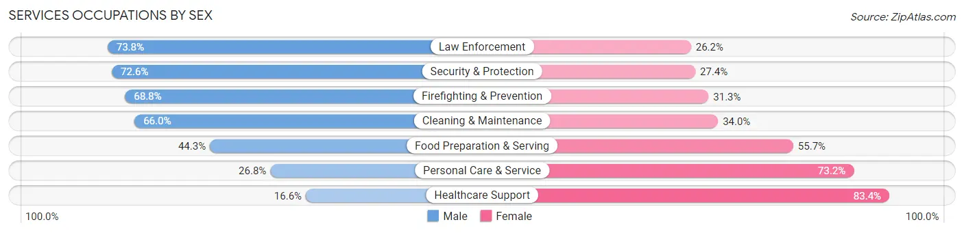 Services Occupations by Sex in Rice County