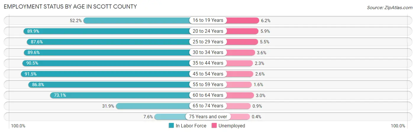 Employment Status by Age in Scott County