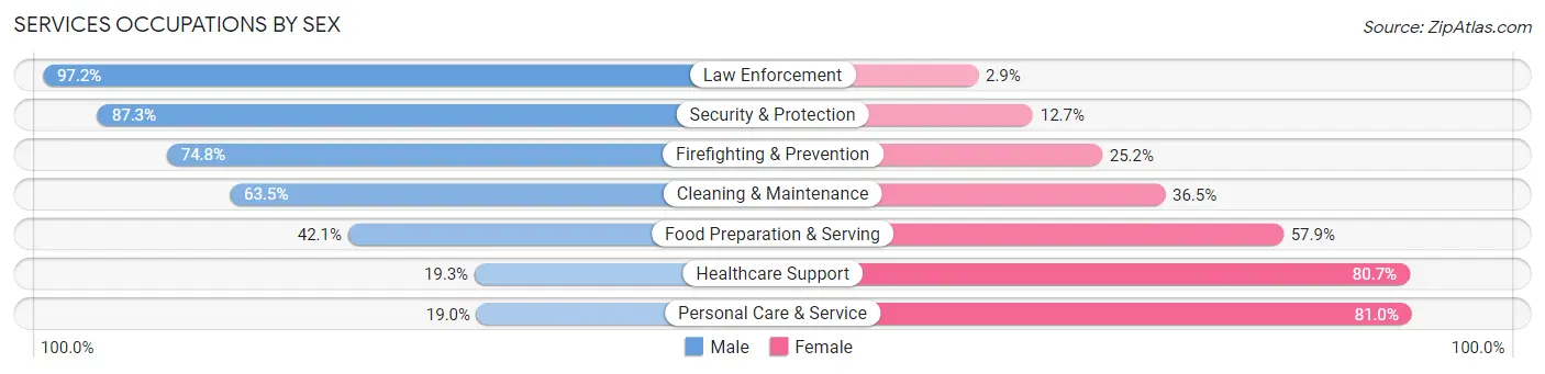 Services Occupations by Sex in St. Louis County