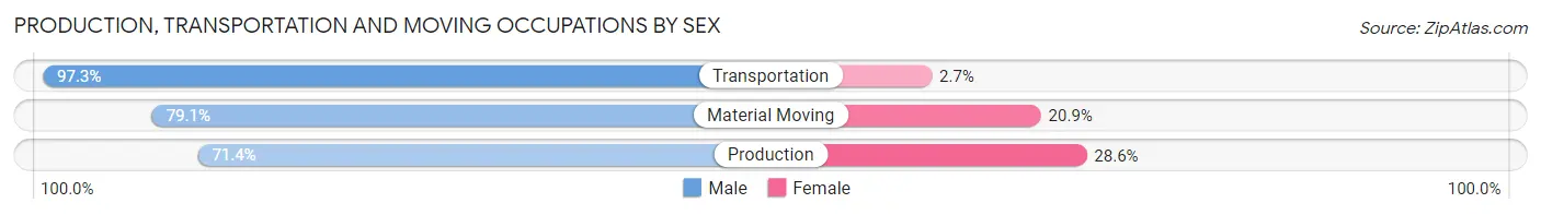 Production, Transportation and Moving Occupations by Sex in Winona County