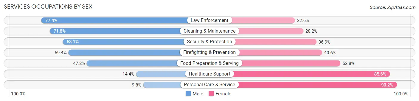 Services Occupations by Sex in Winona County