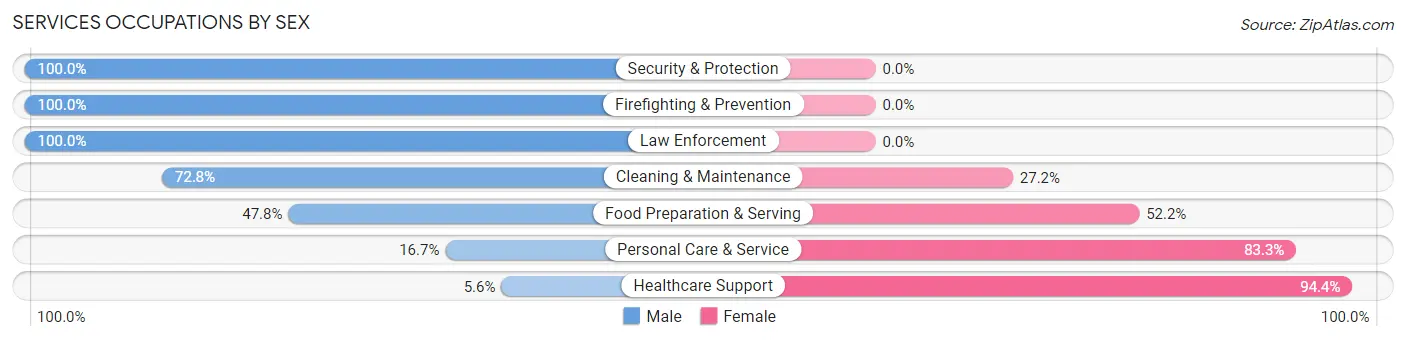 Services Occupations by Sex in Alcorn County