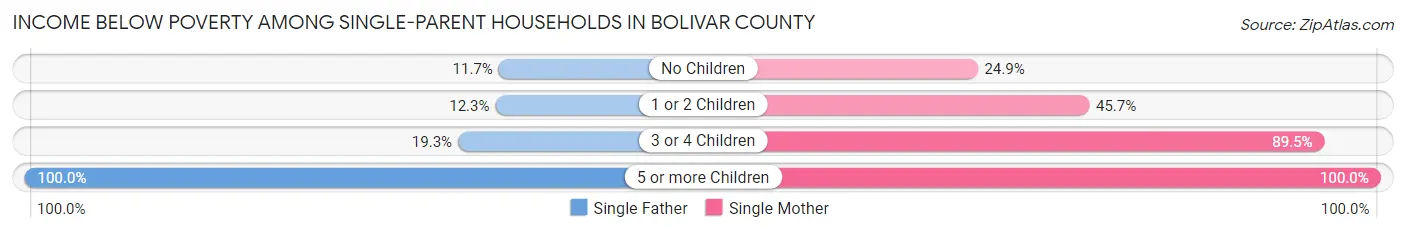 Income Below Poverty Among Single-Parent Households in Bolivar County