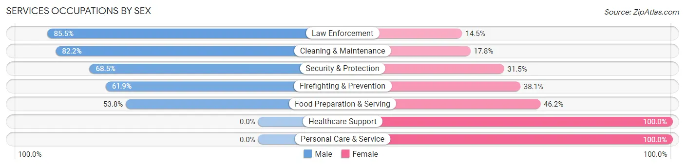 Services Occupations by Sex in Pontotoc County