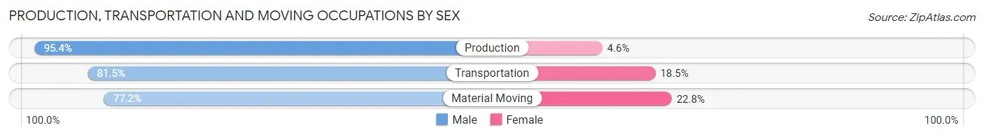 Production, Transportation and Moving Occupations by Sex in Big Horn County