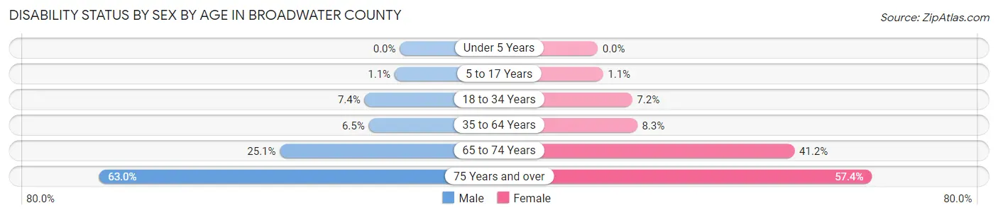 Disability Status by Sex by Age in Broadwater County