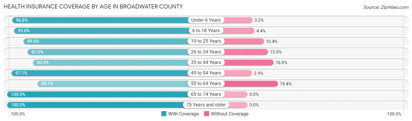 Health Insurance Coverage by Age in Broadwater County