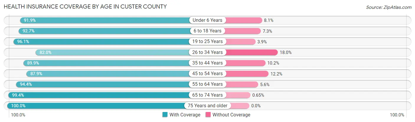 Health Insurance Coverage by Age in Custer County