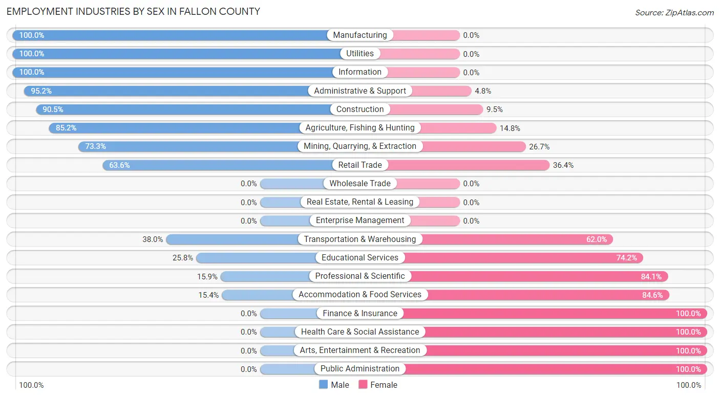 Employment Industries by Sex in Fallon County