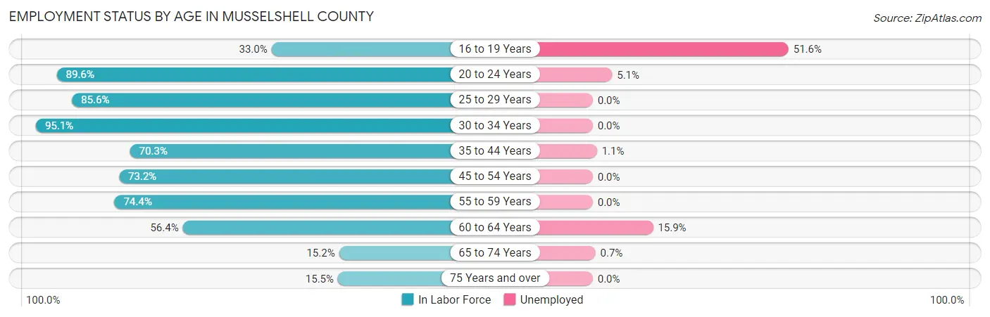 Employment Status by Age in Musselshell County