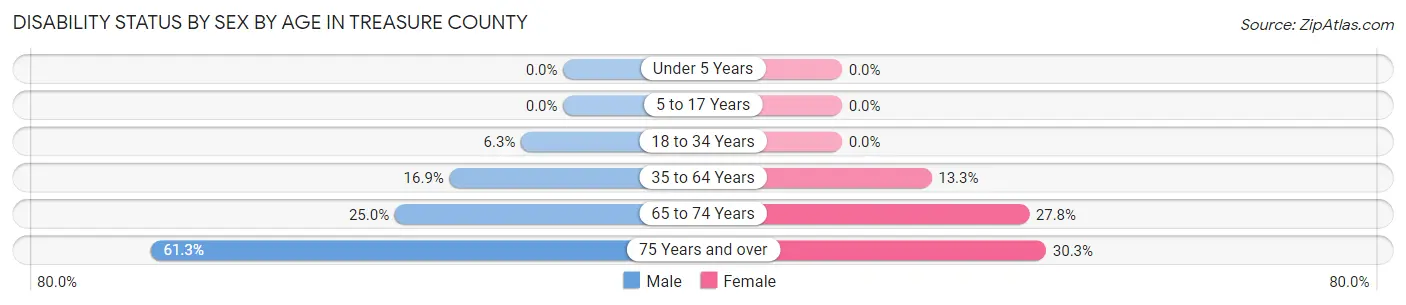 Disability Status by Sex by Age in Treasure County