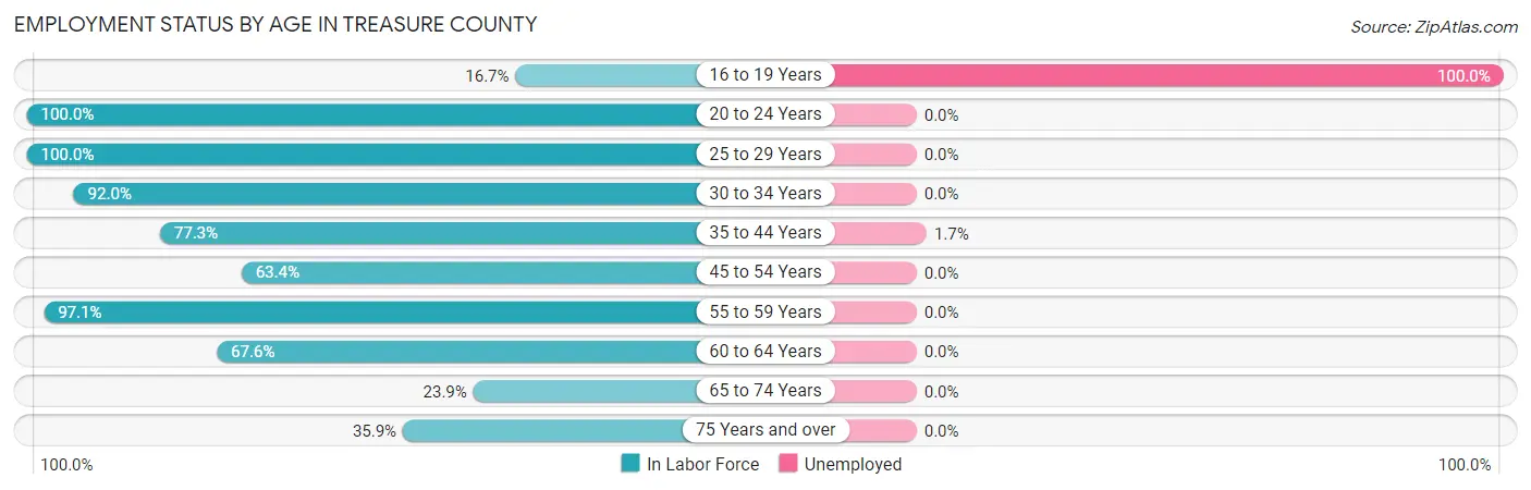 Employment Status by Age in Treasure County
