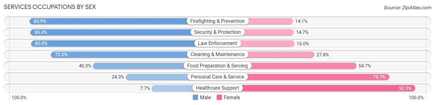Services Occupations by Sex in Alamance County