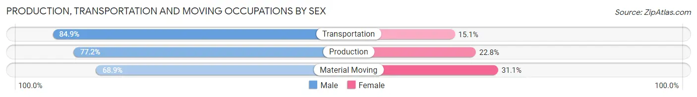 Production, Transportation and Moving Occupations by Sex in Brunswick County