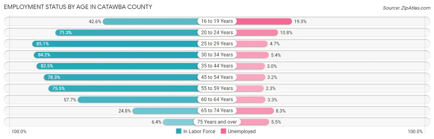 Employment Status by Age in Catawba County
