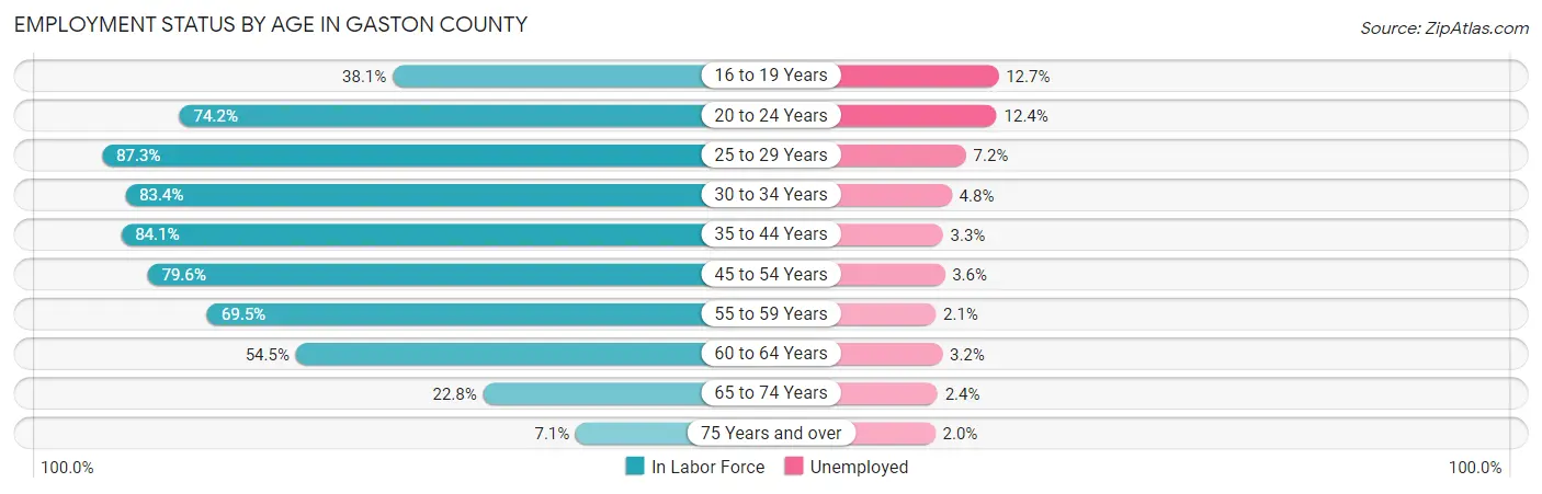 Employment Status by Age in Gaston County
