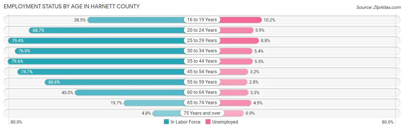 Employment Status by Age in Harnett County