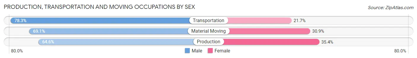 Production, Transportation and Moving Occupations by Sex in Mecklenburg County