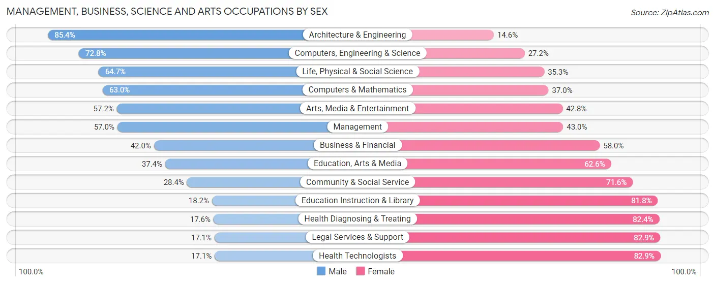 Management, Business, Science and Arts Occupations by Sex in Rowan County