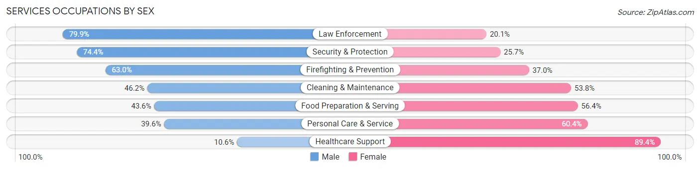 Services Occupations by Sex in Wayne County