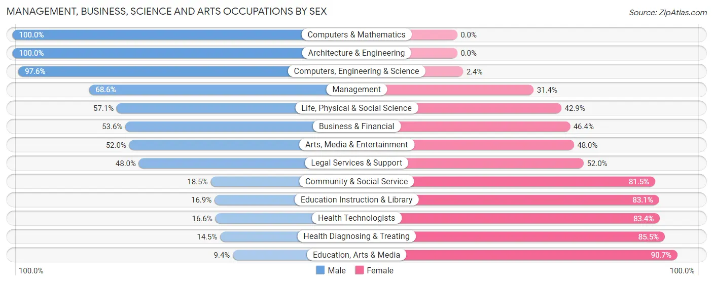 Management, Business, Science and Arts Occupations by Sex in Barnes County