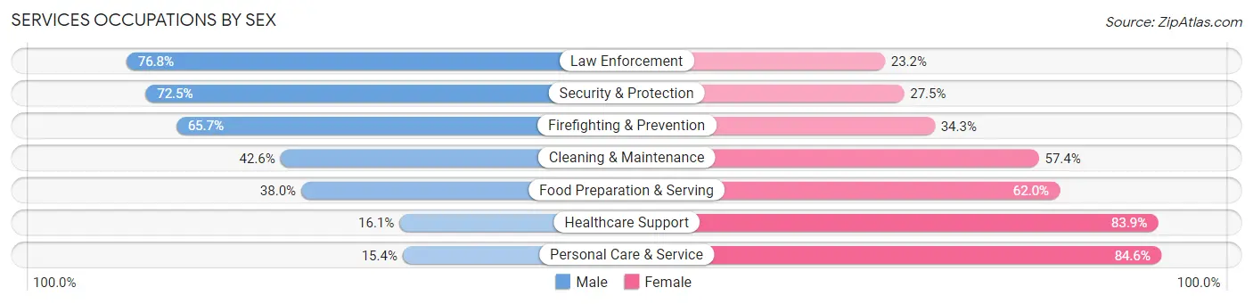 Services Occupations by Sex in Barnes County