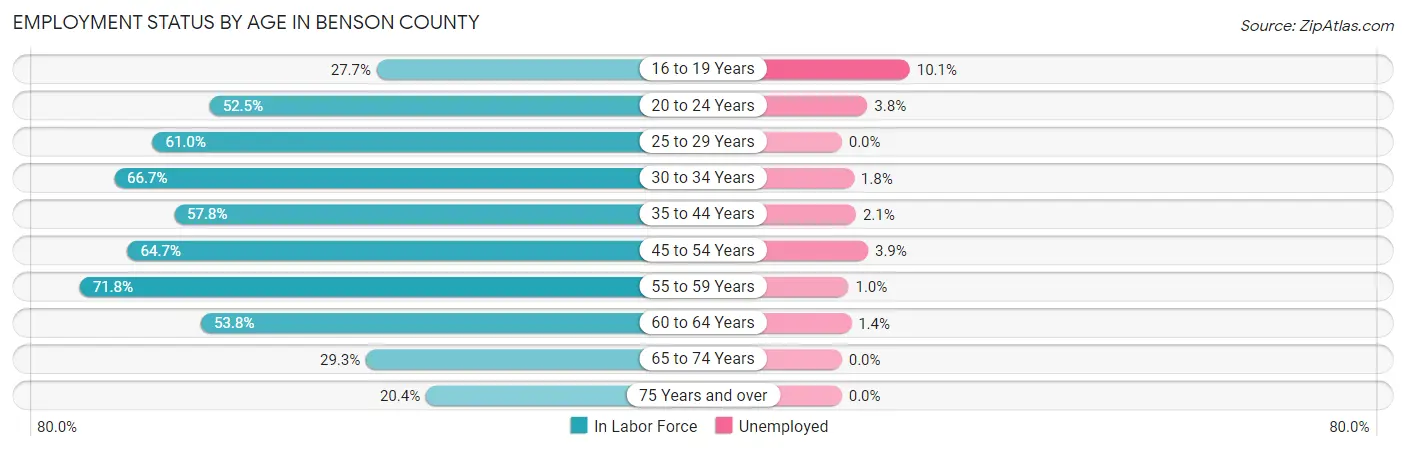 Employment Status by Age in Benson County