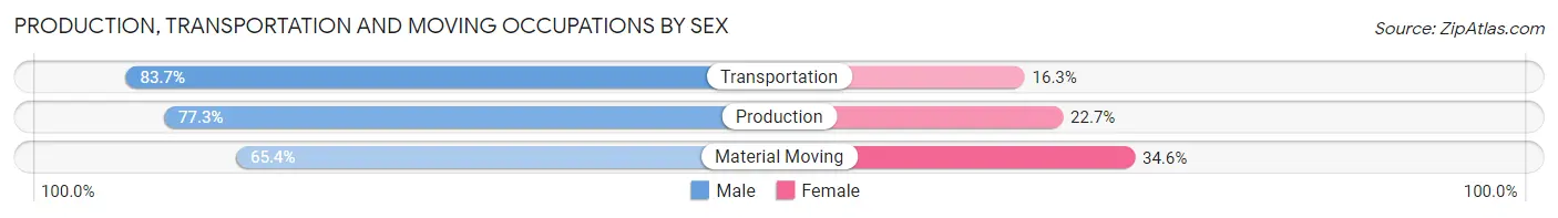 Production, Transportation and Moving Occupations by Sex in Bottineau County