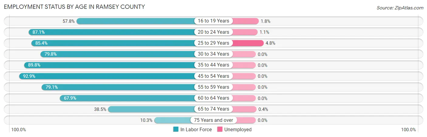 Employment Status by Age in Ramsey County