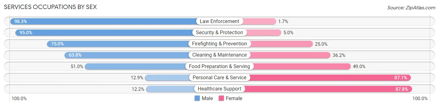 Services Occupations by Sex in Stutsman County