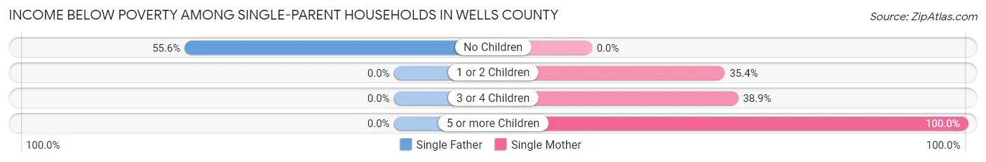 Income Below Poverty Among Single-Parent Households in Wells County