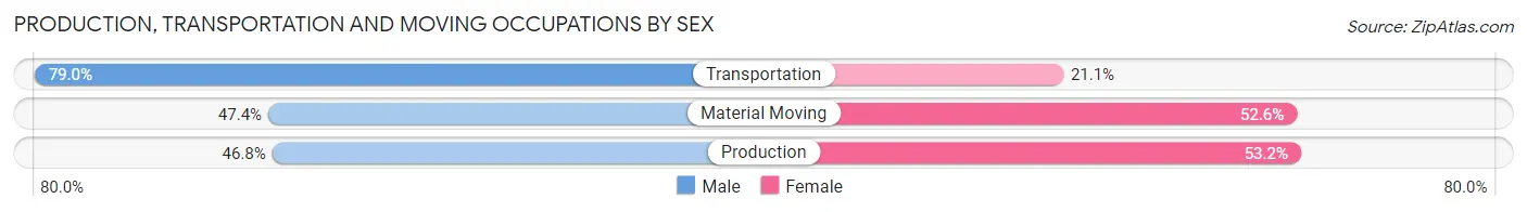 Production, Transportation and Moving Occupations by Sex in Wells County