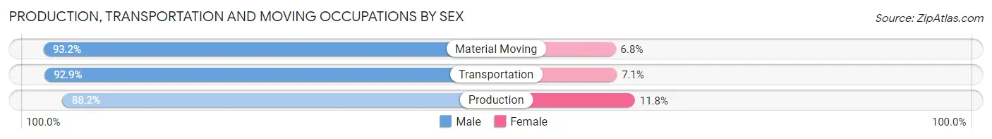 Production, Transportation and Moving Occupations by Sex in Cheyenne County