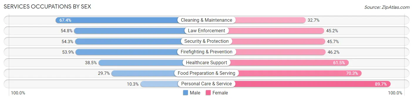 Services Occupations by Sex in Cheyenne County