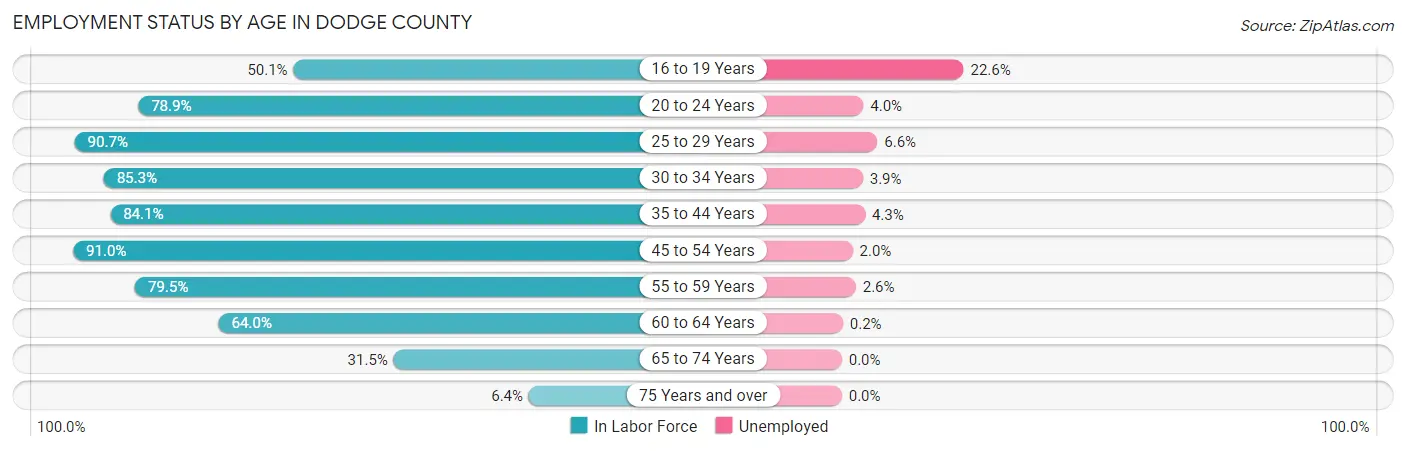 Employment Status by Age in Dodge County