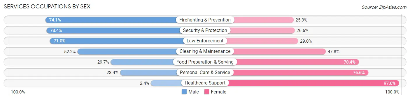 Services Occupations by Sex in Dodge County