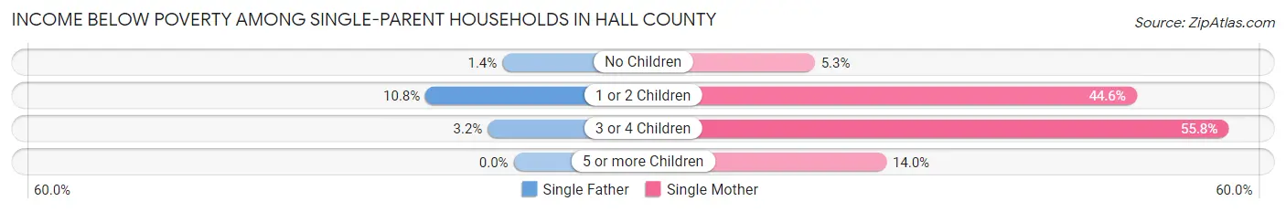 Income Below Poverty Among Single-Parent Households in Hall County