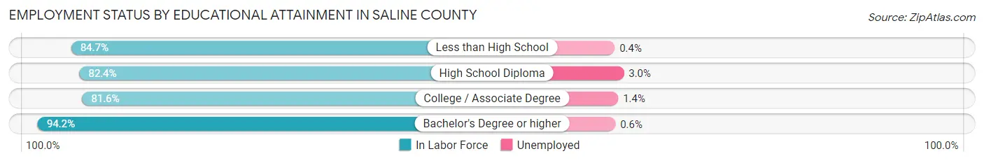 Employment Status by Educational Attainment in Saline County