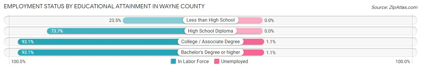 Employment Status by Educational Attainment in Wayne County