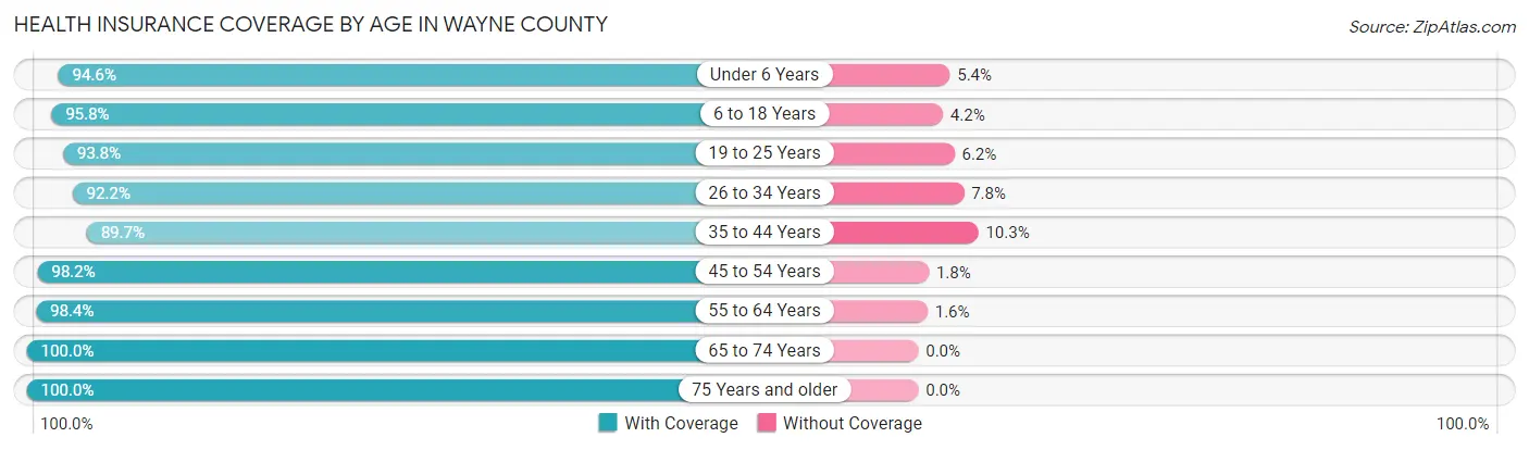 Health Insurance Coverage by Age in Wayne County