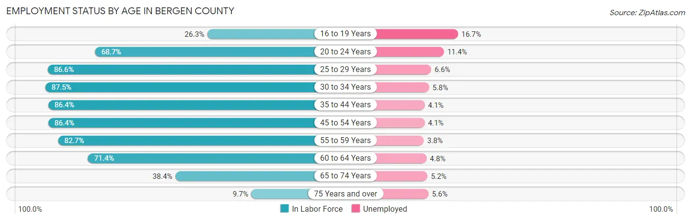 Employment Status by Age in Bergen County