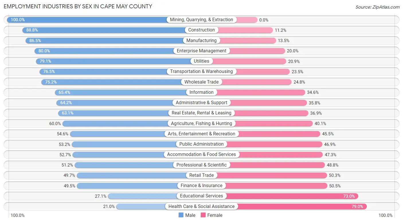 Employment Industries by Sex in Cape May County