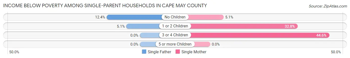Income Below Poverty Among Single-Parent Households in Cape May County