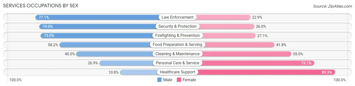 Services Occupations by Sex in Hudson County