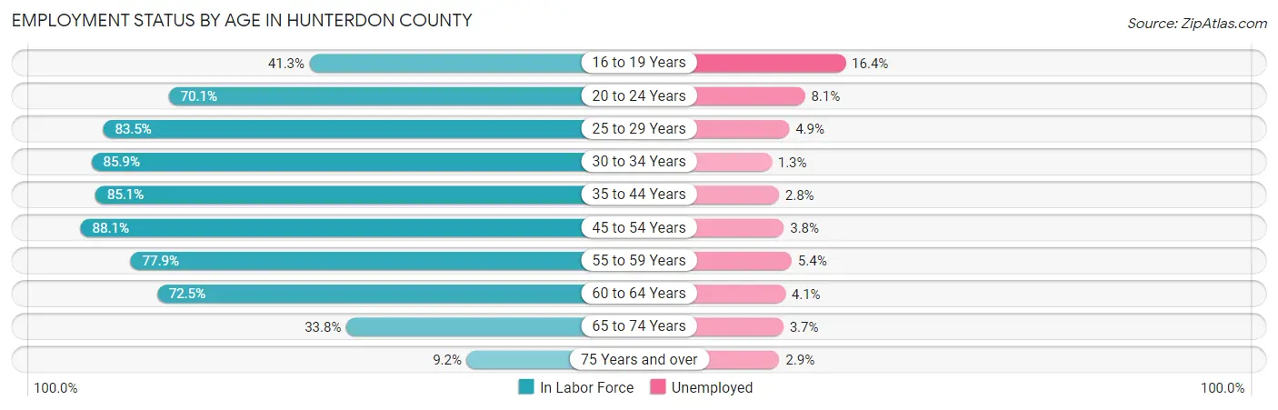 Employment Status by Age in Hunterdon County