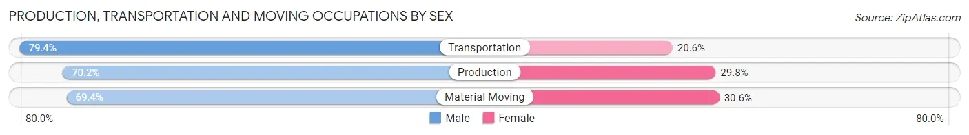 Production, Transportation and Moving Occupations by Sex in Hunterdon County