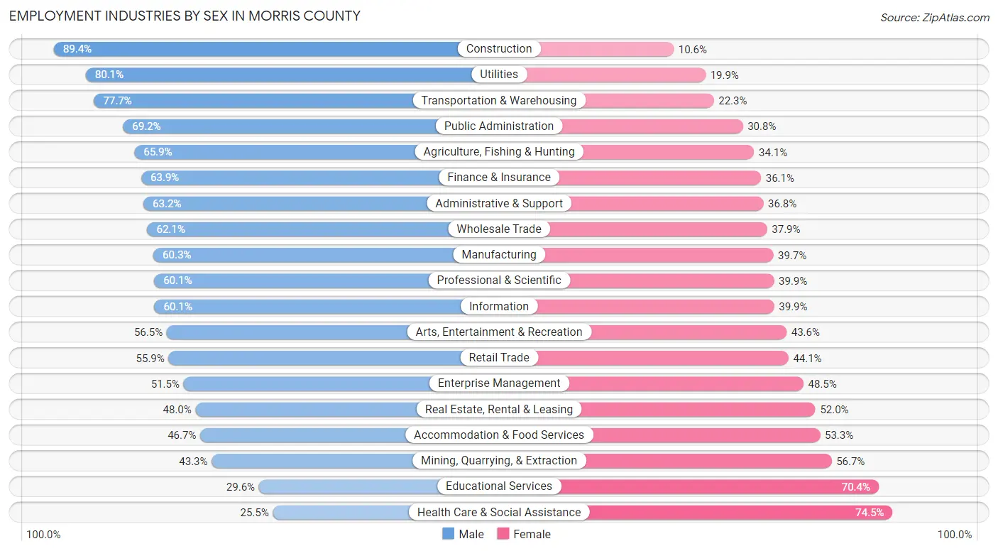 Employment Industries by Sex in Morris County